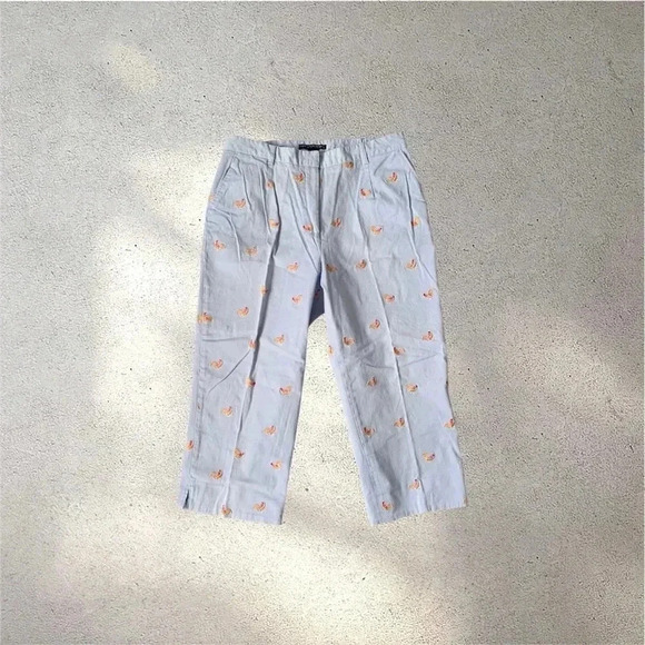 Larry Levine cropped pants with embroidered roosters - Picture 1 of 10